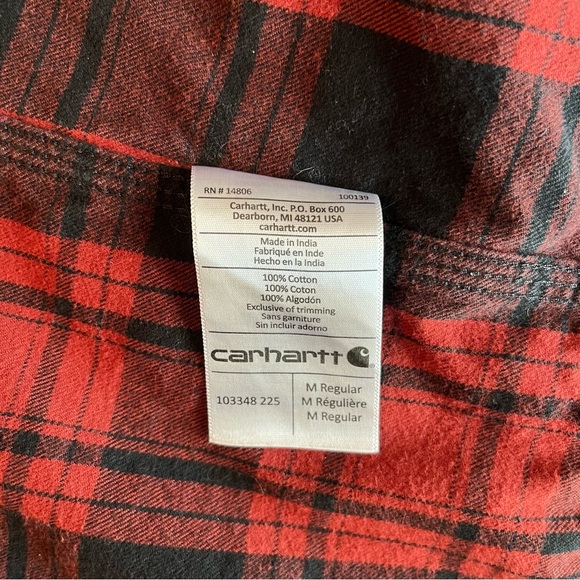 Carhartt Men’s Original Fit Flannel Red Plaid Button Down shirt M - Picture 4 of 9